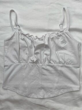 Hollister White Ruched Cropped Tank Top